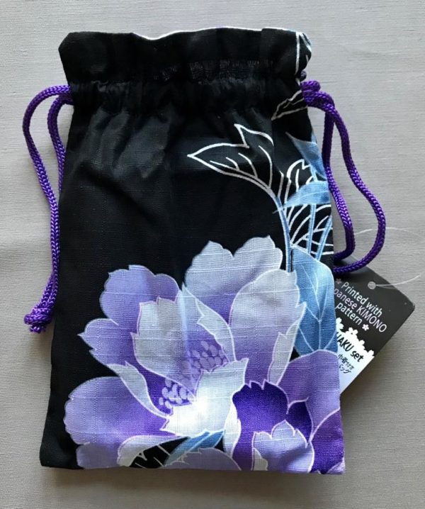 Japansk bæredygtig taske med store lilla blomster